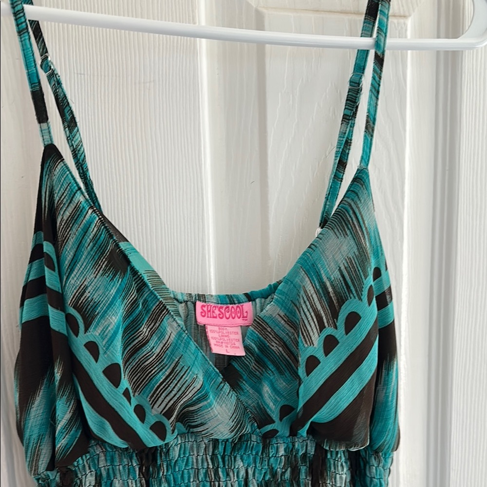 Teal and Black Maxi Dress - Picture 2 of 5